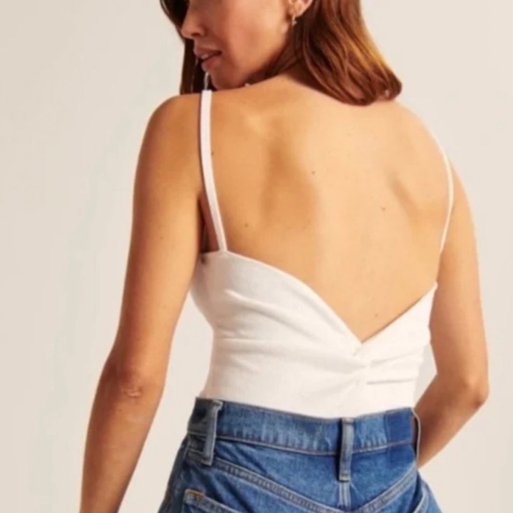 NWT A&F Twist-Back White Ribbed Bodysuit